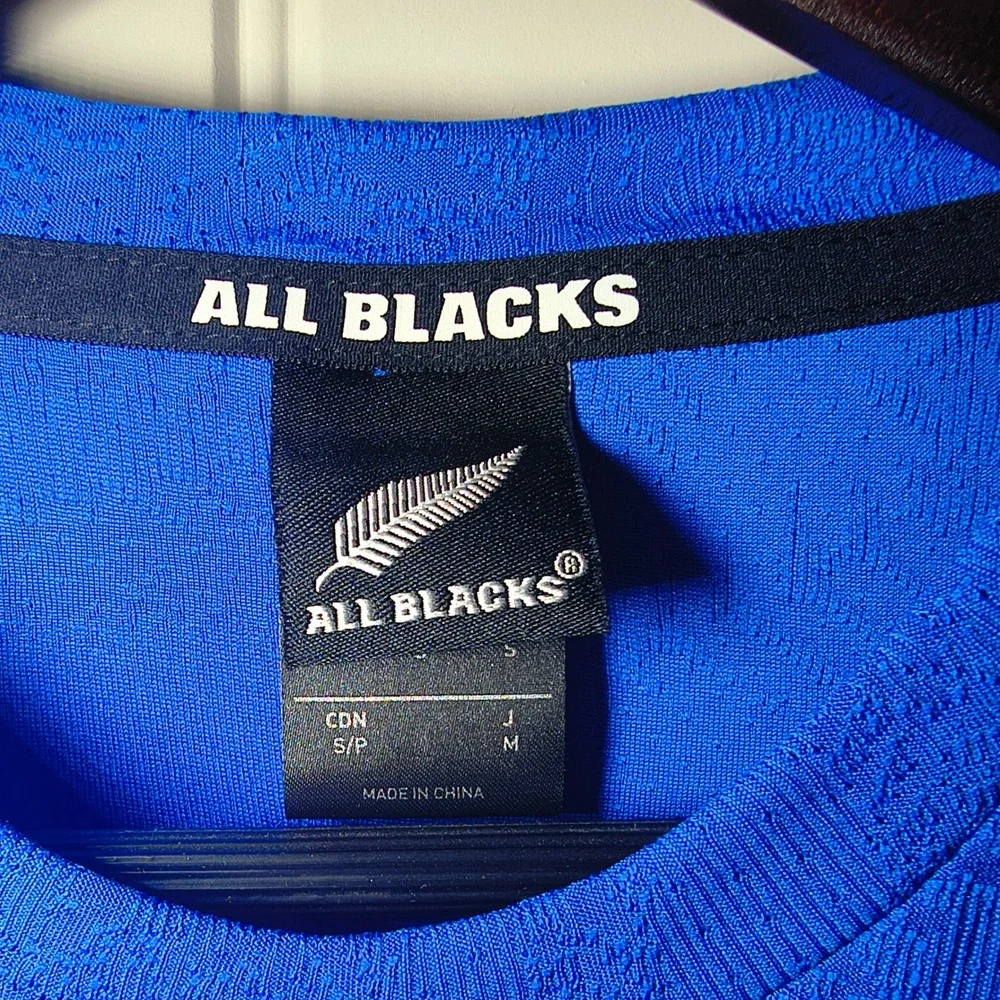 Adidas New Zealand All Blacks Rugby Training Jersey Blue Feather Pattern Mens S